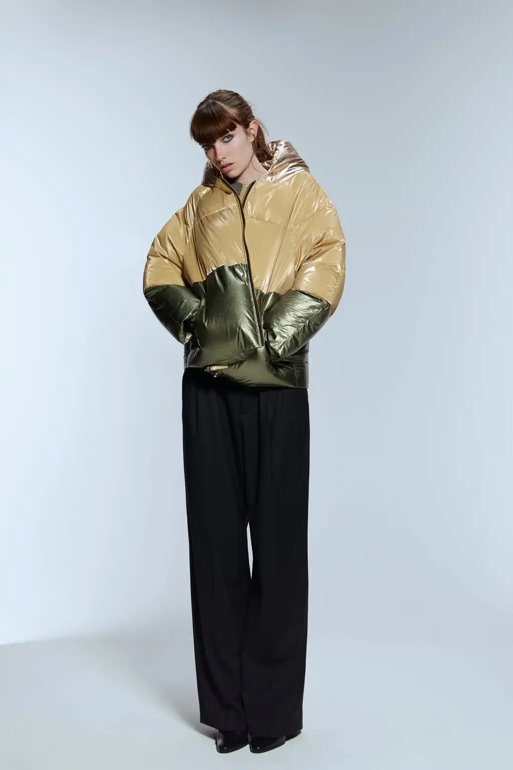 zara gold puffer jacket