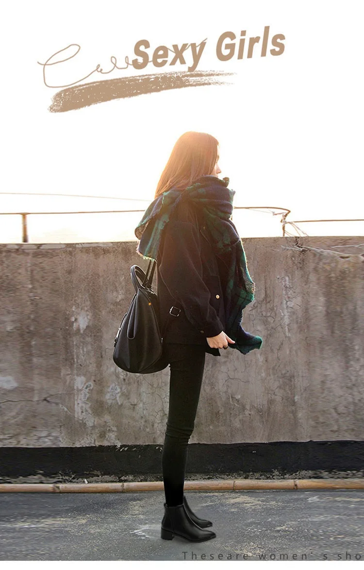 2021 Autumn and Winter New Thick Heel Short Boots Women's British Style Korean Pointed Martin Boots and Bare Boots Pointed Shoes