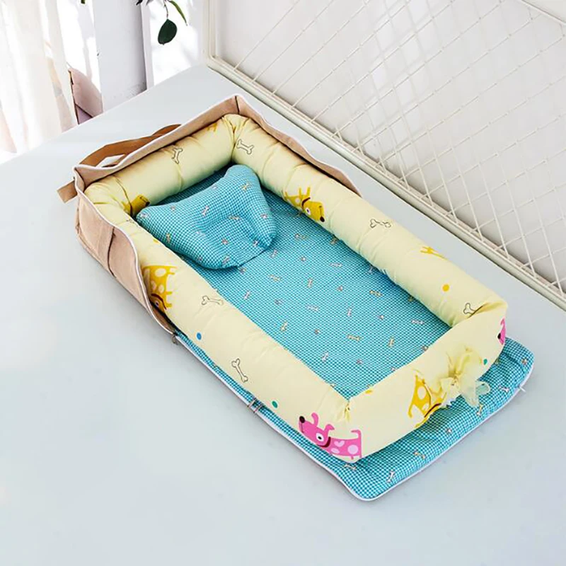 Портативная детская кроватка, складная подушка для новорожденной кровати, хлопковое гнездо, детское постельное белье, корзина, бамперы YHM030 - Цвет: YHM030F