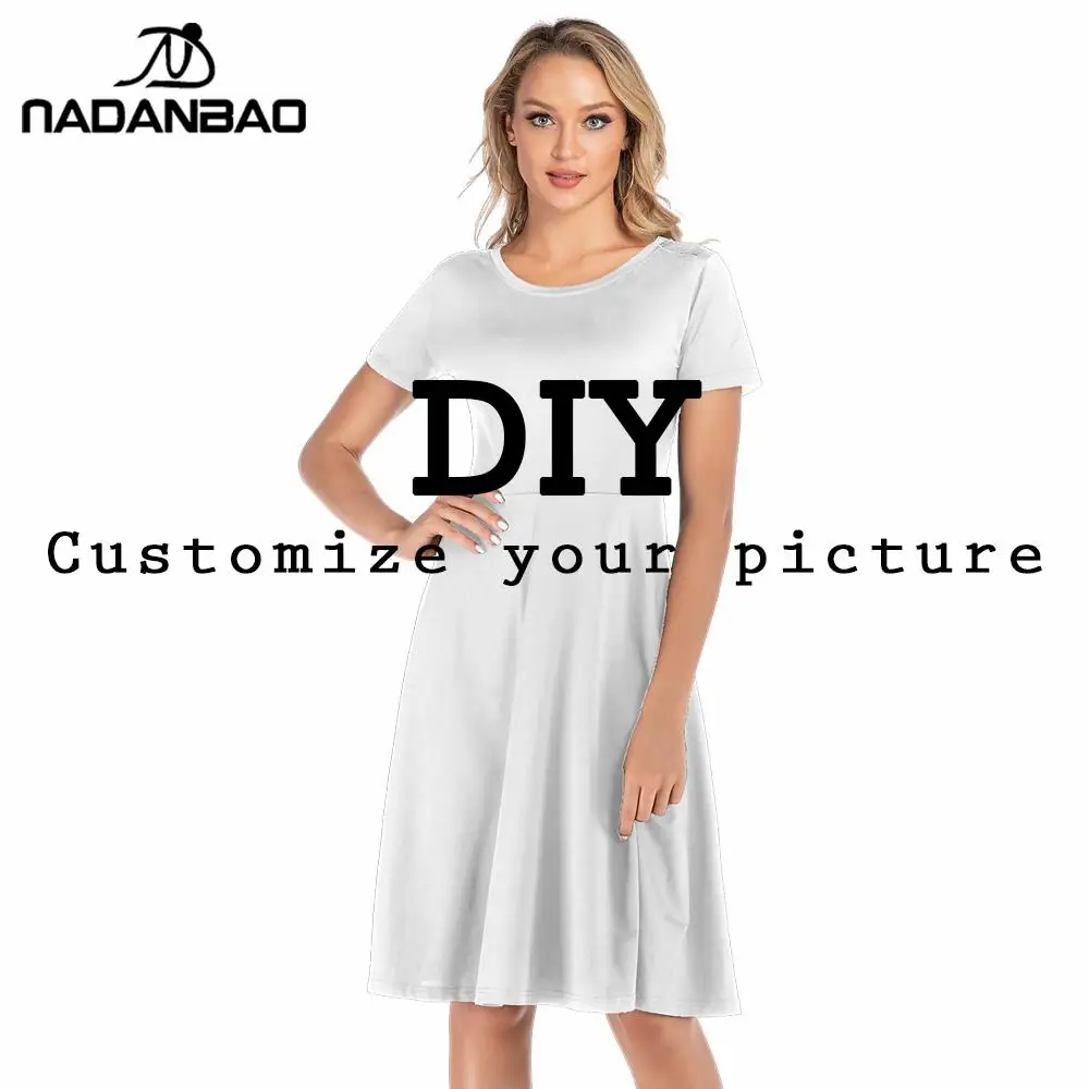 NADANBAO летнее платье на заказ для женщин короткое платье DIY 3D печать сексуальные эластичные платья с коротким рукавом
