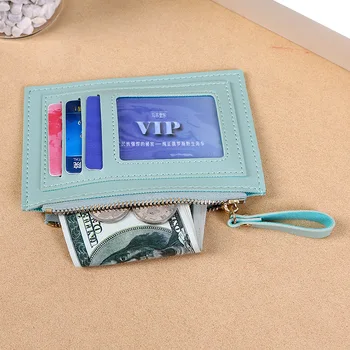 

Coin Photo Wallet Women Zipper Cute Card Mini Minimalist Blue PU Wallet Women Korean Carteras Para Mujer Money Bag DE60NQB