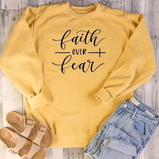 

Graphic Sweatshirt Funny Letter Long Sleeve Tumblr Hoodies Christian Faith Jumper Girl Art Top
