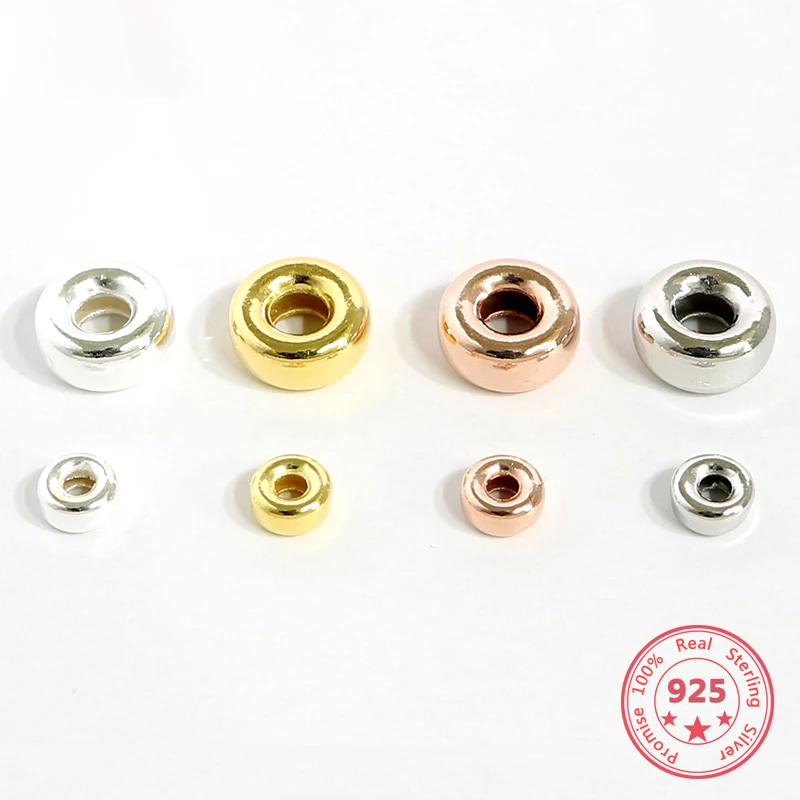 

10pcs Pure 925 silver Not Oxidized oblate Beads 3/4/5/6/7mm Findings DIY Scattered Beads Jewelry Accessories
