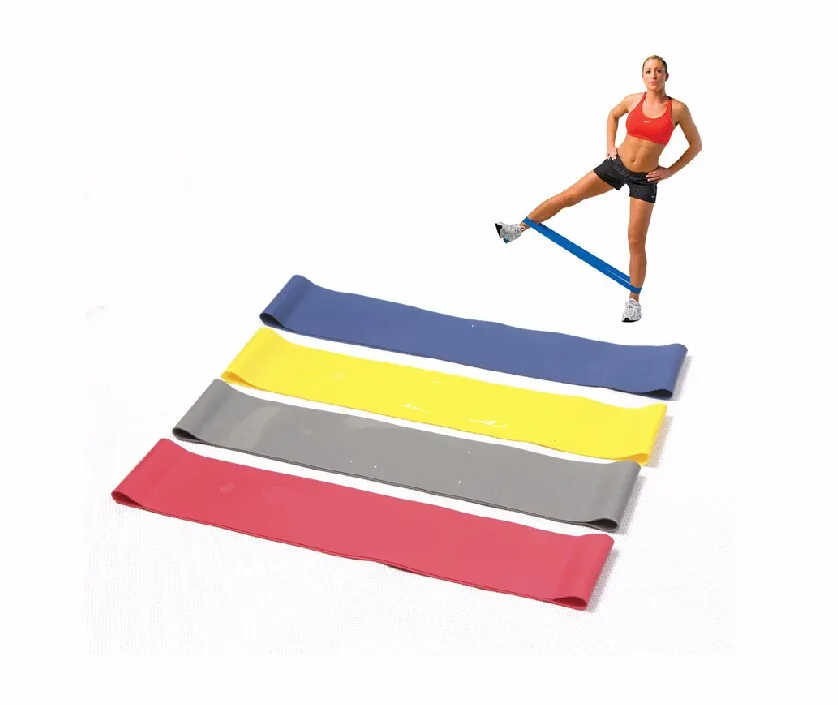 50cm 4pcs Yoga Pilates Exercise Loop Rubber Elastic Resistance Bands Fitness Stretch Loop Rope Cross Band Expander Bodybuilding