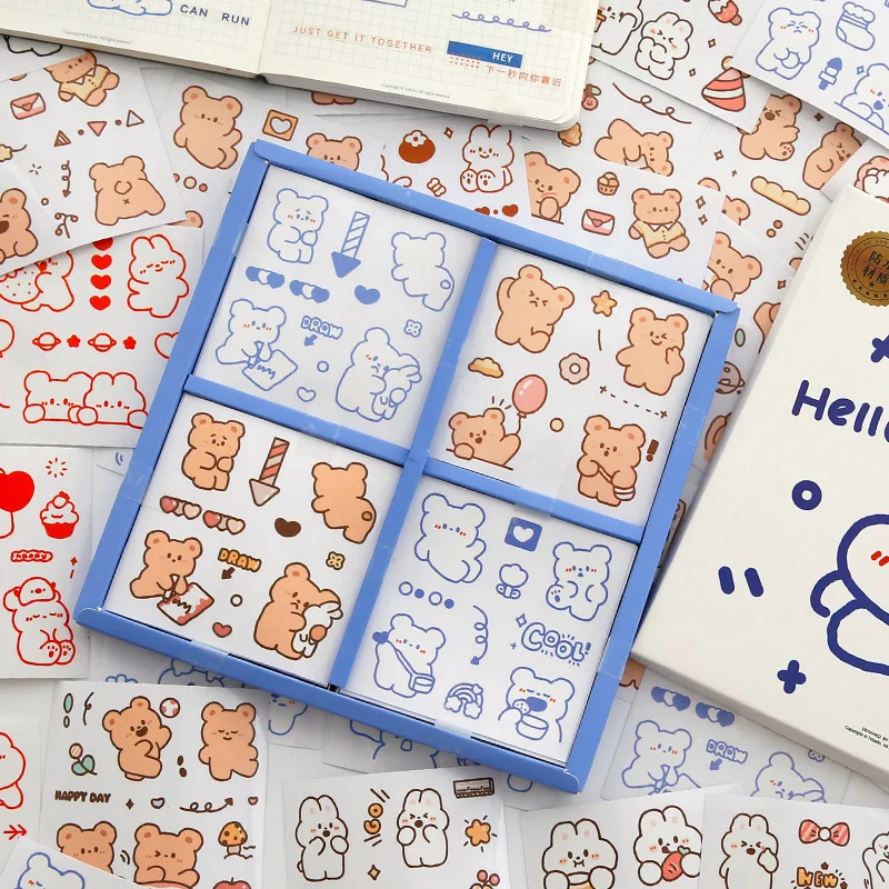 Cute Scrapbook Sticker Set (100 Sheets) Cartoon Kawaii Girl Flower Pet  Transparent Korean Stationery Decorative Sticker Pack For Bullet Journal,  Diary