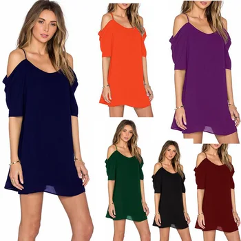 

clothing OWLPRINCESS Spring New Model Chiffon off-the-Shoulder Strap Short-Sleeve Dress