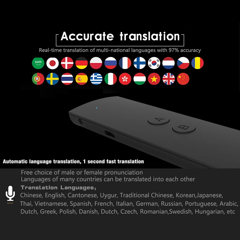 

Smart Translation Intelligent Translator Smart Language Translator T6 Easy Trans Instant Voice Speech BT 30 Languages+AP