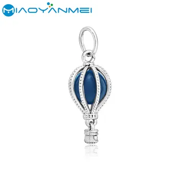 

Fit Original Pandora Bracelets 925 Sterling Silver Beads Blue Hot Air Balloon Travel Charm Women DIY Fashion Jewelry