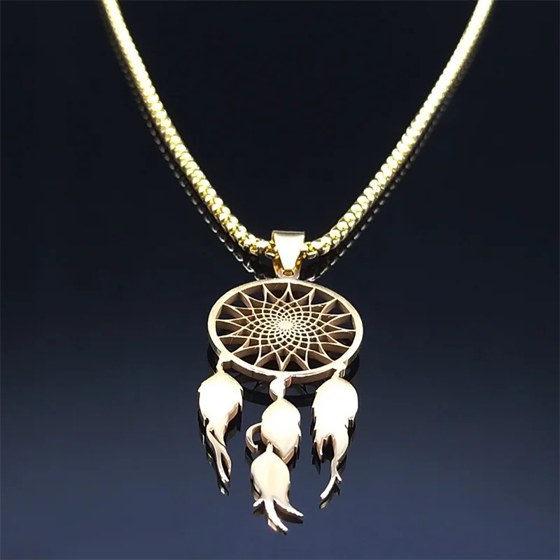 Feder-Traumfänger-Halsketten aus Edelstahl, lange Halsketten, Boho-Schmuck, Sautoir Femme Long Bohème N7021S0 – Detail 2