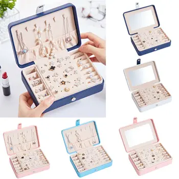 

1PCS Quality Jewelry Box Organizer Storage Leather Holder Earrings Ring Necklace Case Protable Jewel Packaging For Gift Display