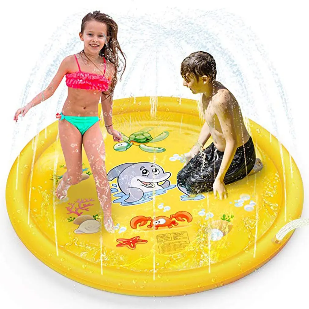 

Outdoor Yellow Dolphin Sprinkler Pad Children'S Inflatable Pad Rainbow Bridge Coco Shark Sprinkler Pad