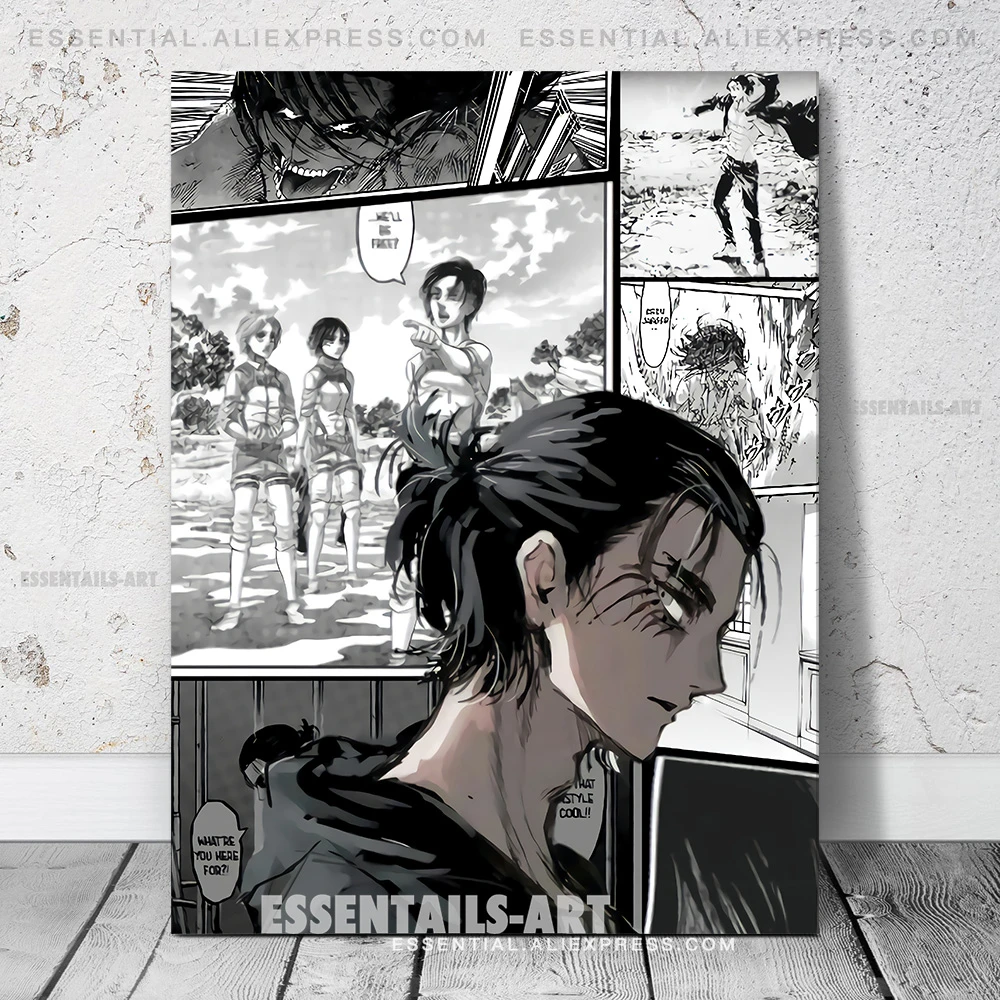 Eren Jaeger Long Hair Attack On Titan Season 4 Manga Canvas Decoration Prints Poster Pictures Home Decor Study Wall Art Painting Painting Calligraphy Aliexpress