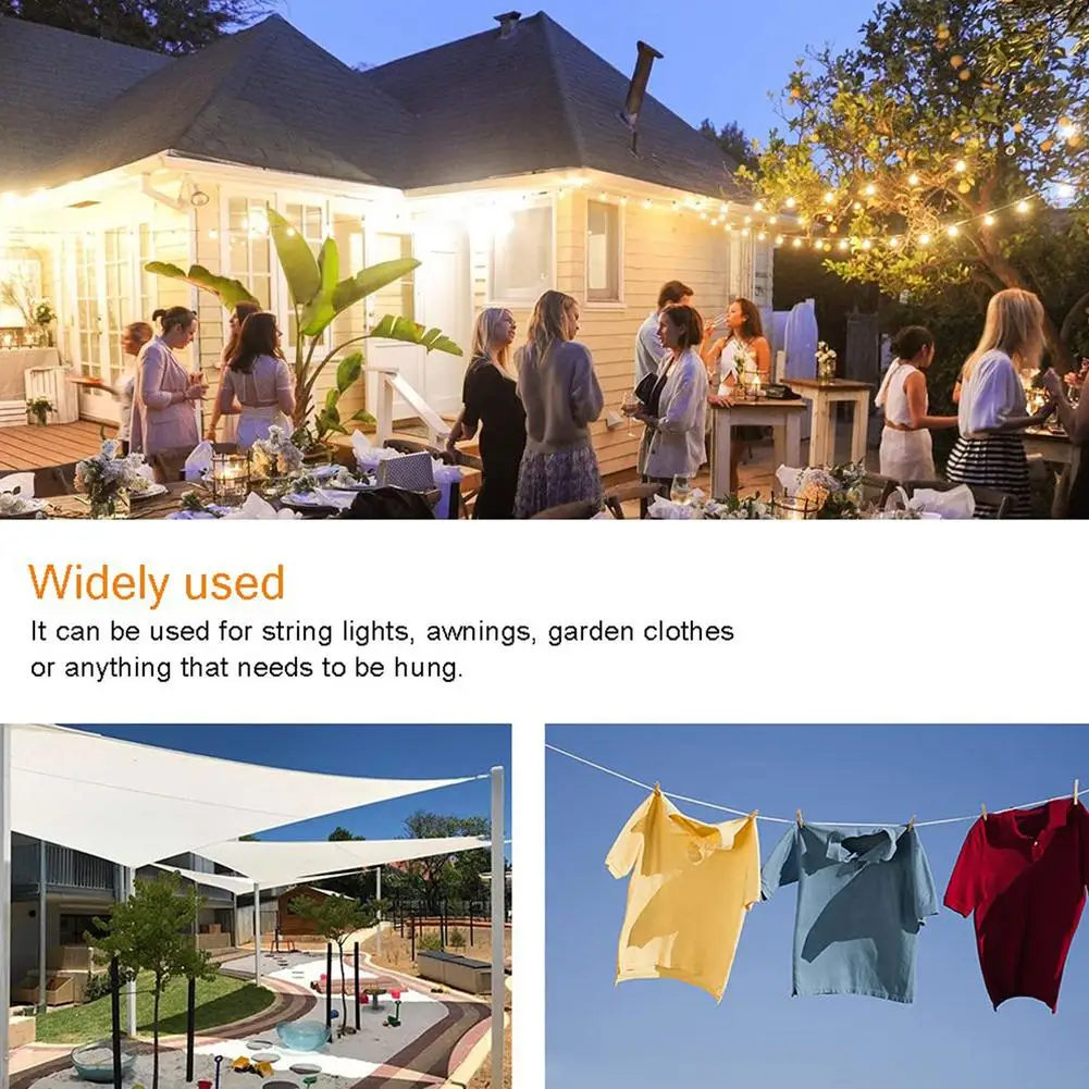 30/20/15/10 M Outdoor Light Hanging Kit Wire Rope Steel PVC Coated Flexible Wire Rope Clothesline Cable Acero Tendedero Ropa 6