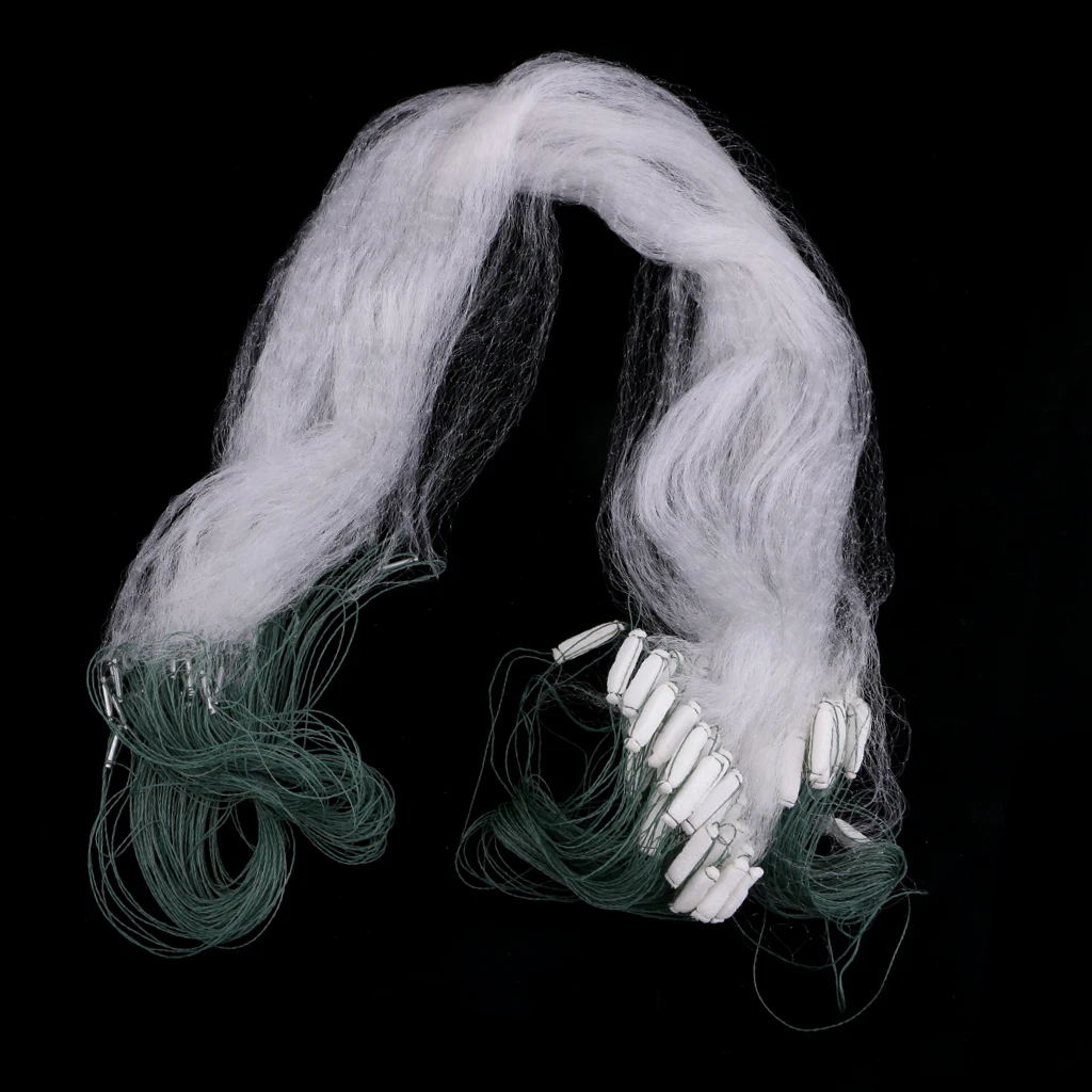 1x15m Fishing Gill Net With Floating Soft Artificial Sticky Polyethylene Green and White Net Mesh Trap