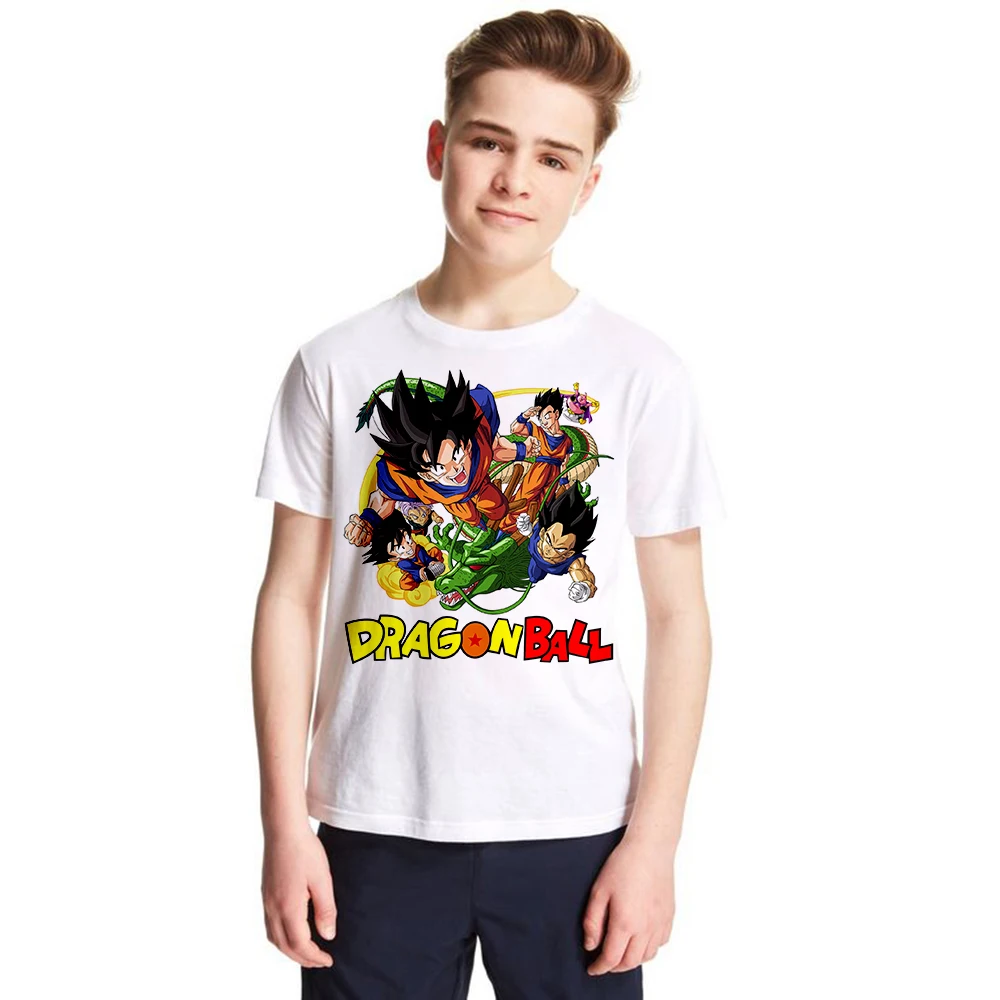 Детская футболка с 3D Гоку футболки DBZ повседневные футболки для мальчиков с рисунком из аниме «Жемчуг дракона», «Супер сайян» футболки Harajuku