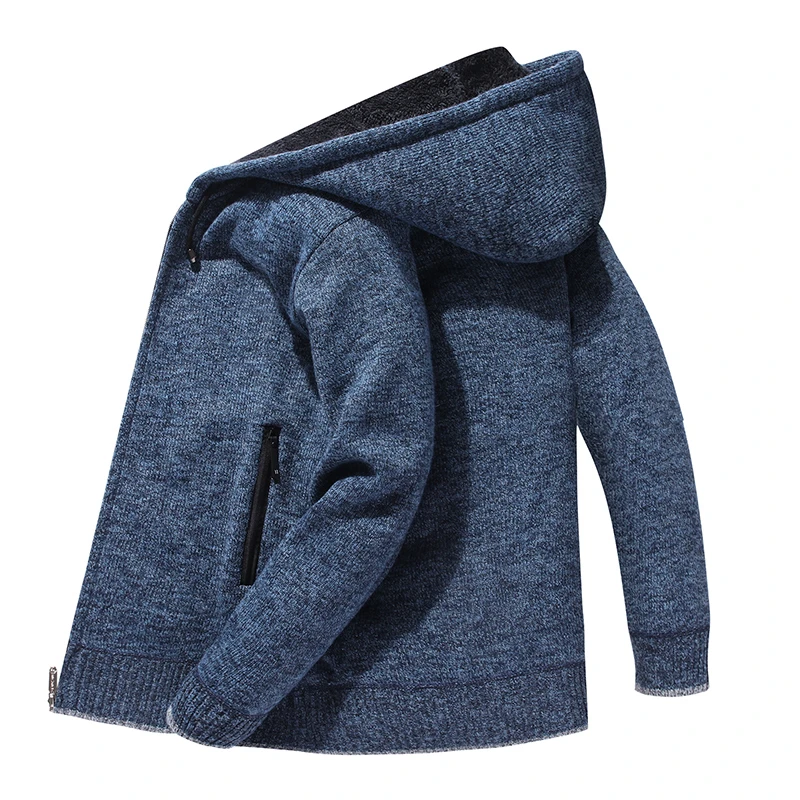 Hooded Cardaigan Sweater Men Streetwear With Zipper Pocket Cardigan Coats Homme Knitted Sweater Winter Blue Mens Hoodies Clothes Hooded Cardaigan Sweater Men Streetwear With Zipper Pocket Cardigan Coats Homme Knitted Sweater Winter Blue Mens Hoodies Clothes
