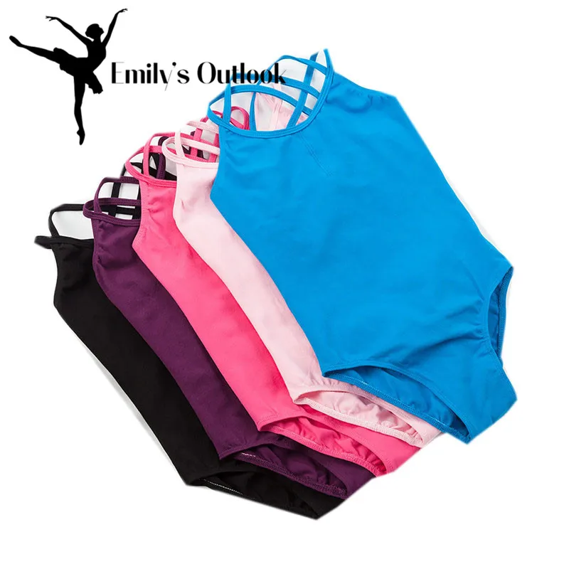 Girls' Classics Double Strap Camisole Leotard Cross Back Gymnastic Ballet Suit Athletic Sports Tank Tops Blue