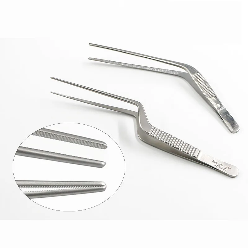 

Gun-shaped tweezers for ear picking with high quality toothed ear tweezers Elbow with serrated safety ear tweezers ear picking t