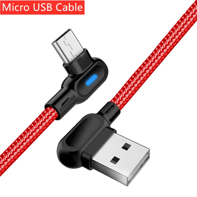 red micro Robotsky 90 градусов быстрая зарядка Micro usb type C кабель USB-C быстрое зарядное устройство кабель для передачи данных для samsung S8 S9 S10 Xiaomi Huawei телефоны - Цвет: red micro