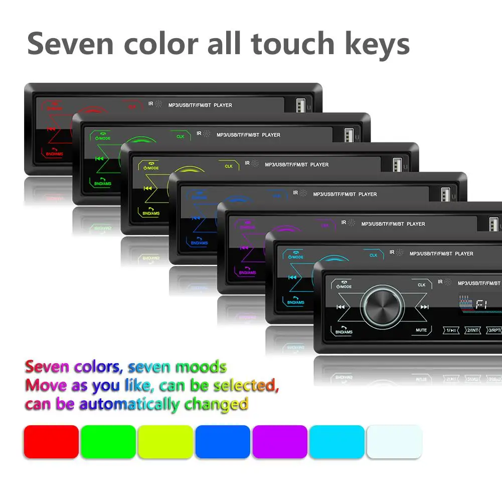Car Multimedia Player Bluetooth Stereo Auto Radio Touch Screen MP3 Music Player with Colorful Light for Car Input Receiver
