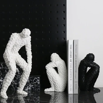 

Abstract Character Sculpture Black White Resin Art Handicrafts Bookshelf Decoration Living Room Home Decor Figurines Ornament