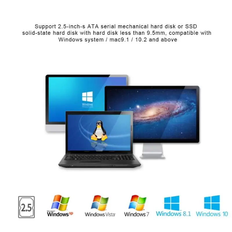 VKTECH чехол для жесткого диска 2,5 ''SATA для USB 3,0 адаптер Корпус для жесткого диска SSD чехол для жесткого диска USB 2,0 HD внешний корпус для жесткого диска
