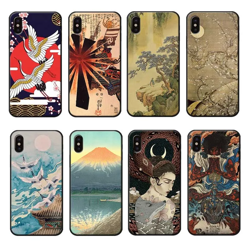 For iPhone X XS MAX XR 7 8 6 6S plus 5S SE Clear Soft Silicone Phone Case Japanese style Art Japan |