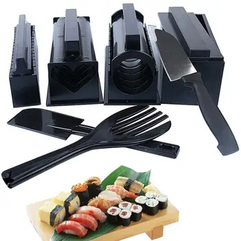 

10Pcs/Set Sushi Maker Kit Easy To Use DIY Rice Ball Cake Roll Mold Multifunctional Kitchen Baking Cooking Accessories