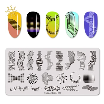 

ShopAnts Nail Stamping Plates Stripe Lines Fantasy Dot Pattern Print Image Stainless Steel Stencil Nail Art Stamp Template K510