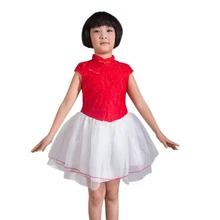 1 предмет, летнее платье принцессы для маленьких девочек, чонсам, с короткими рукавами, в стиле пэчворк, для фестиваля, выступлений, милое Сетчатое платье