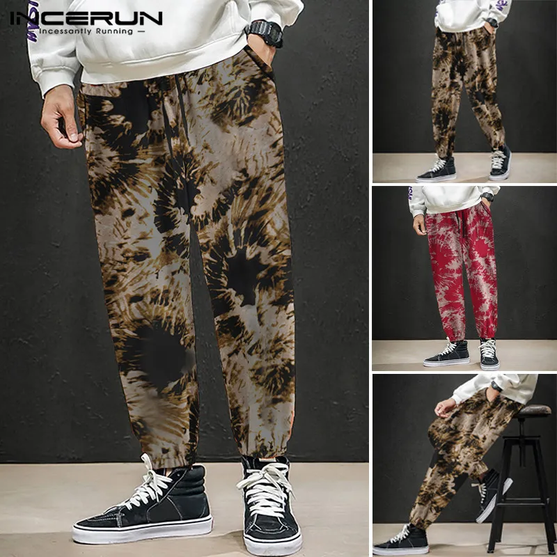 

INCERUN 2020 Mens Breathable Casual Pants Elastic Waist Print Vintage Joggers Loose Trousers Male Workout Streetwear Sweatpants