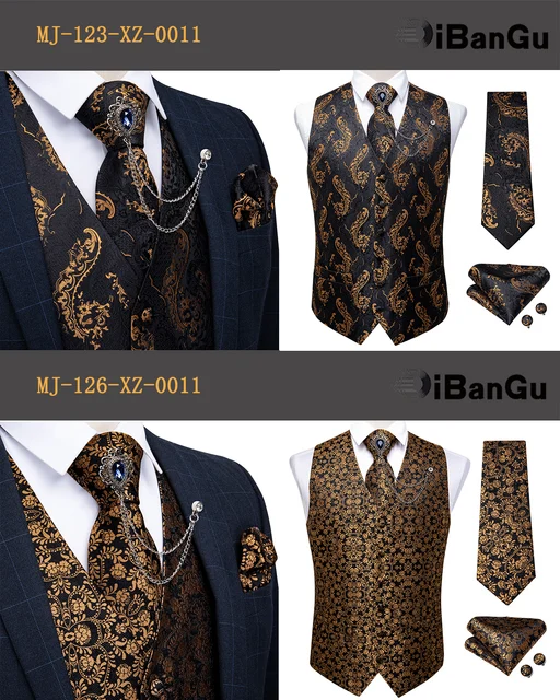 Men's Dress Vest BOWTie Hanky Solid Color Waistcoat Bow Tie Set Suit Or Tuxedo E - Foto 7
