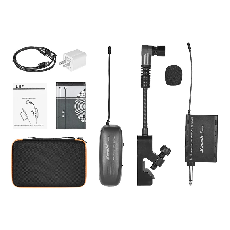 New Baomic BM12V2 Saxe Wireless Microphone Audio Professional UHF Wireless Instrument System Microphone Receiver Saxophone