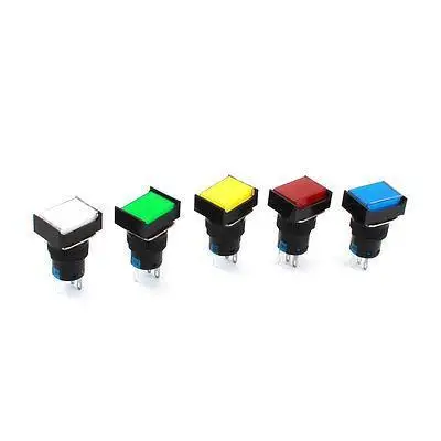 

5pcs DC 24V Indicator Light SPDT Locking Rectangle Head Pushbutton Switch 16mm