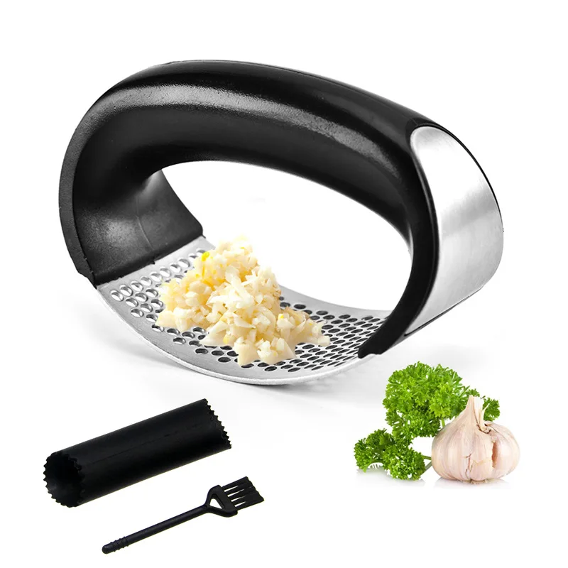

New Stainless Steel Garlic Press Home Manual Garlic Tool Ginger Garlic Grinder To Send Peeling Garlic + Small Sweeping Machine