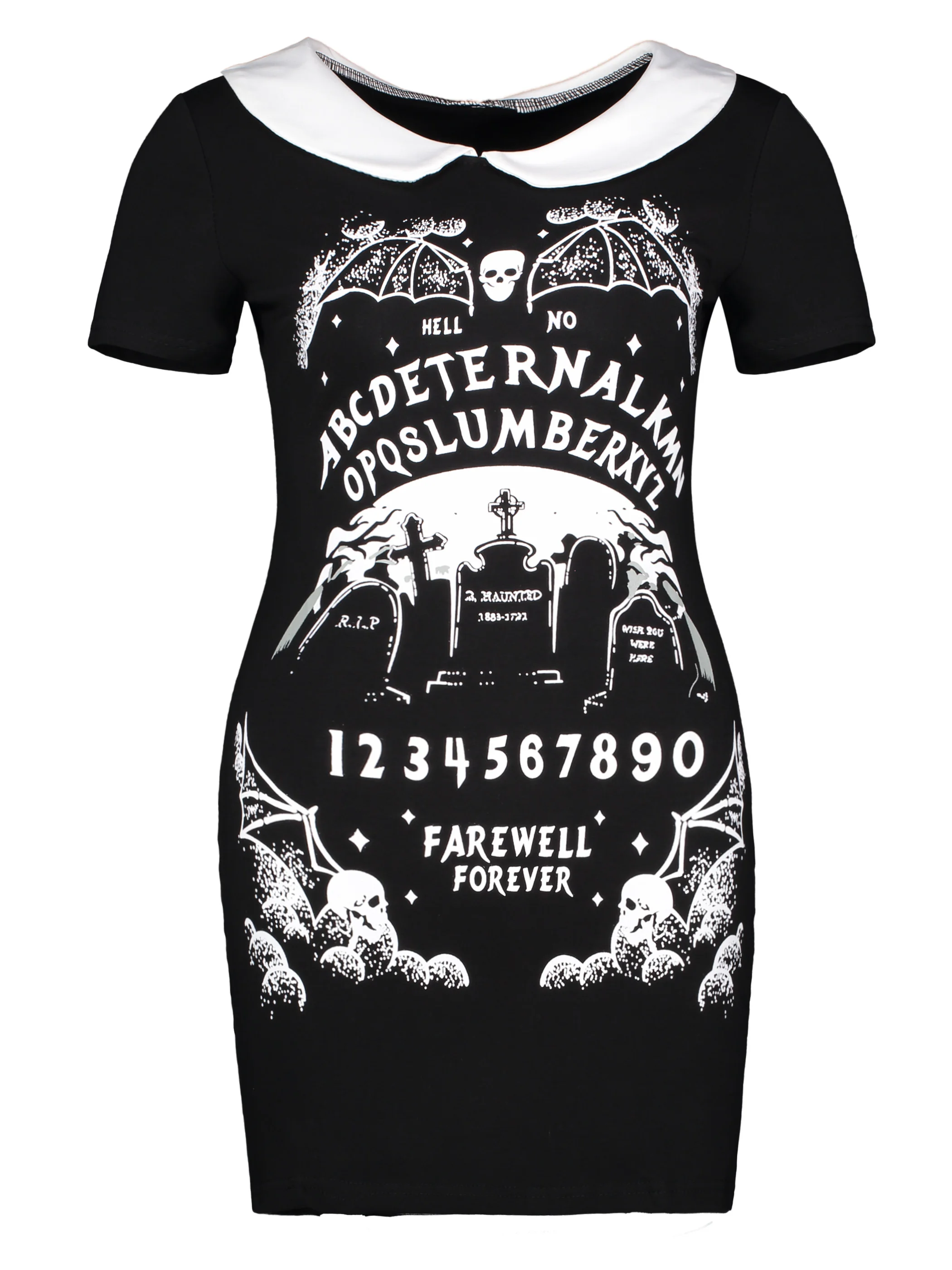 Женское платье с коротким рукавом круглым вырезом и принтом черепа|Платья| |
