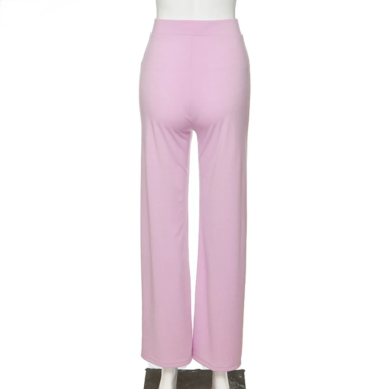2023 Summer Y2K Casual Pants High Waist Solid Straight Loose Purple Long Pants Fashion All-match Soft Streetwear Women Trousers