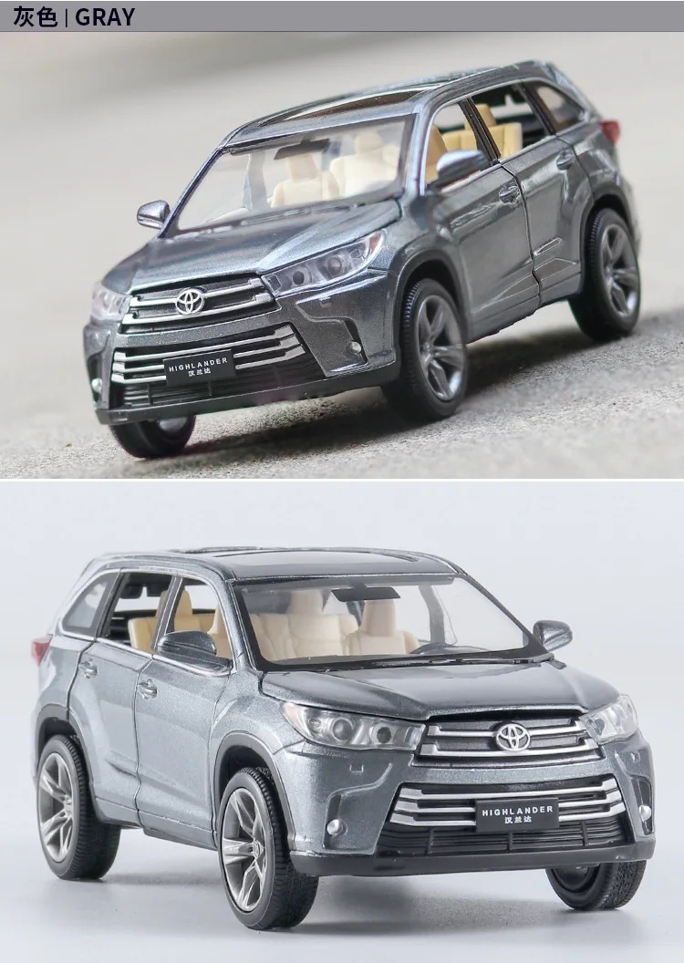 1/32 Toyota Highlander Diecasts& Toy Vehicles модель автомобиля со звуком и светильник коллекция автомобиля игрушки для мальчика Детский подарок на день рождения