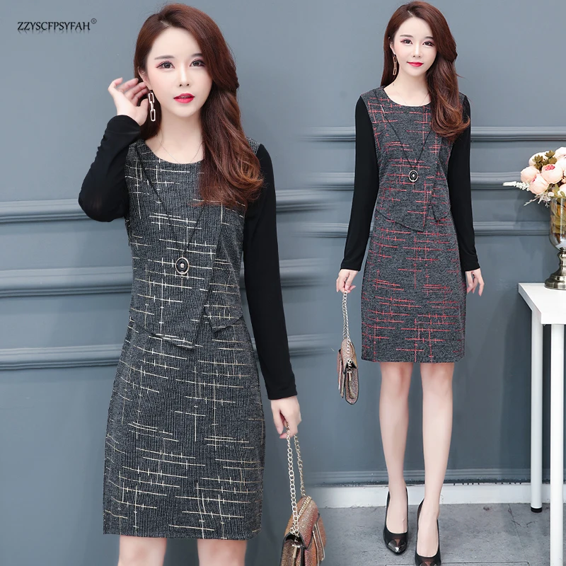 

ZT1834 Spring Autumn Winter 2019 New Women's Clothes 40-year-old 50-year-old Large Mother Decorated Slim Button Dress