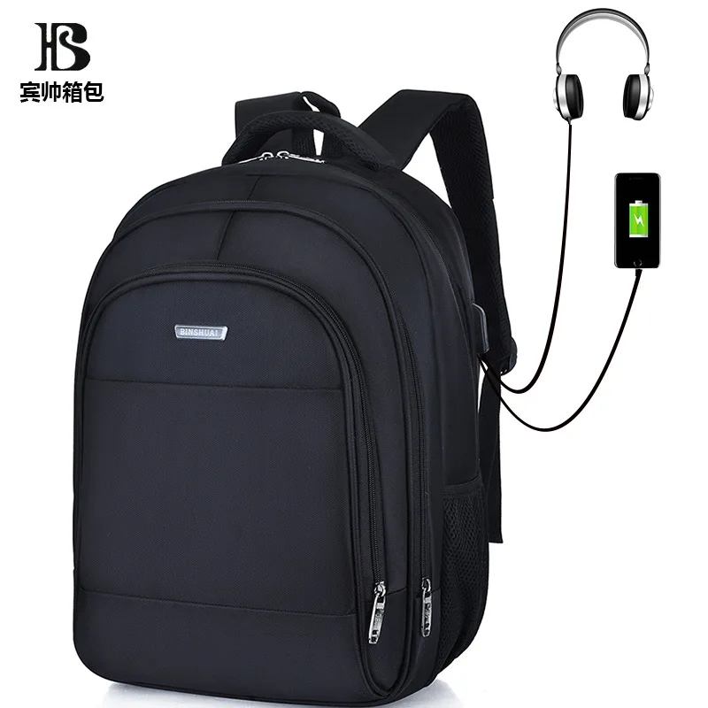 

Cross Border for New Style Diplopore Charging Simple Paragraph Large Capacity Backpack Business Backpack