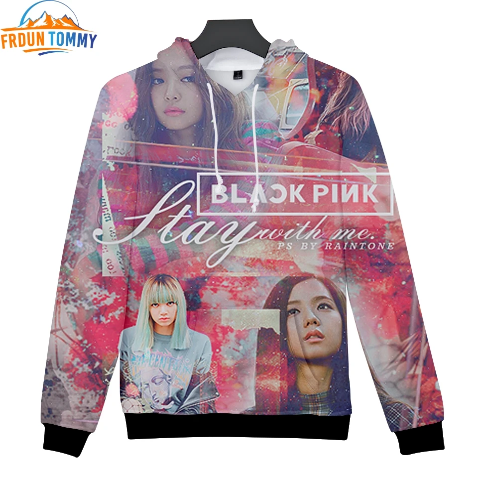 Черный розовый принт Jisoo Jennie Rose Lisa новые мужские/женские толстовки модные повседневные толстовки с капюшоном 3d принт высокое качество толстовка