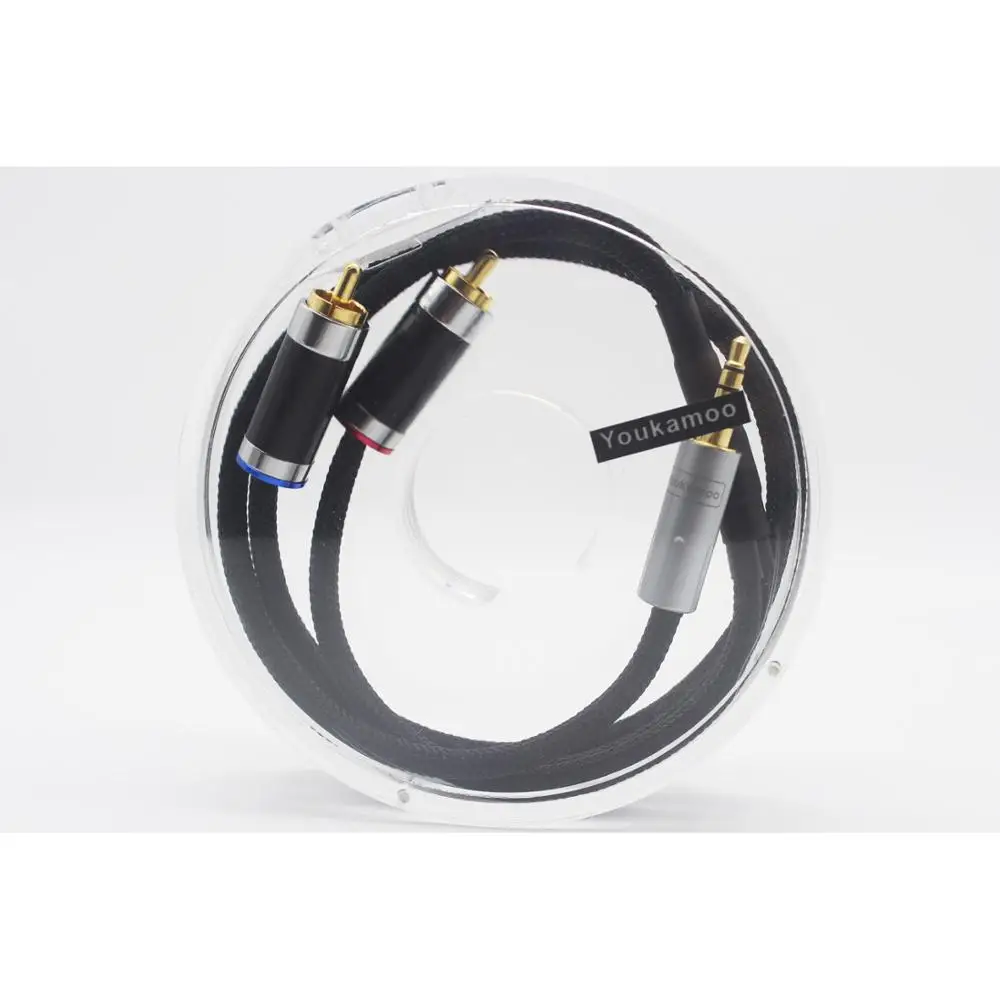 3 5mm to RCA Balanced Headphone Audio Headphone Adapter 8 Core Silver Plated Cable 3 5mm to 2 RCA 60cm