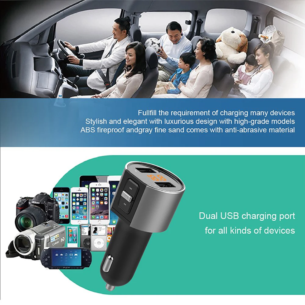 Victsing Bluetooth fm-передатчик беспроводной fm-радио адаптер MP3-плеер автомобильный комплект с громкой связью 5 В Двойное Зарядное устройство USB порты