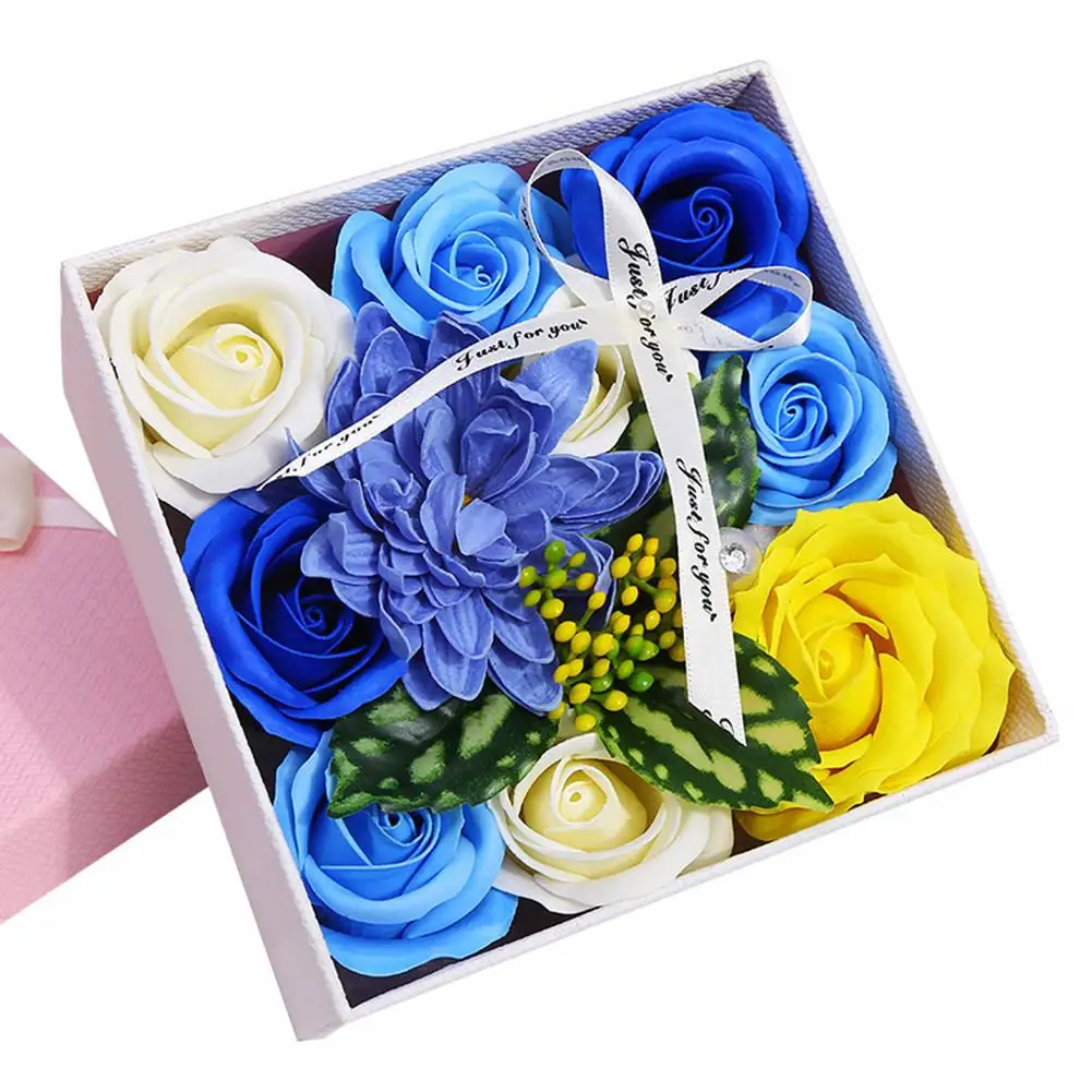 Simulation Carnation Small Square Box Soap Flower Bouquet Christmas Mother's Day Valentine's Day Customer Feedback Party Gift