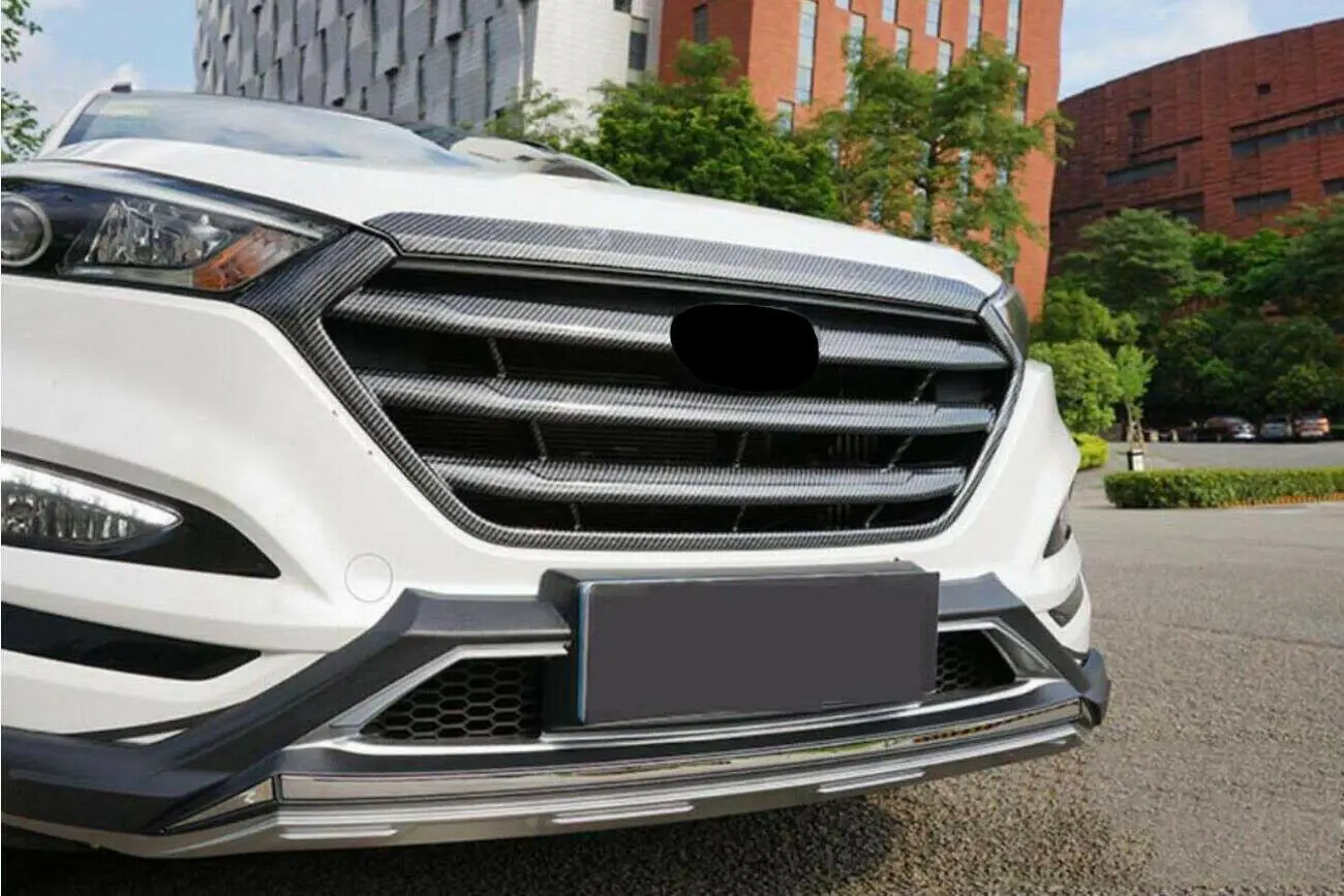 Автомобильные аксессуары модификация автомобиля углеродное волокно Передняя хромированная решетка крышка гриля для hyundai Tucson