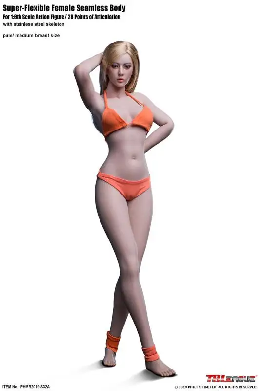 Figura do Corpo sem Costura Escala Tbleague Phmb2019-s32a S33b Feminino Pálida Bronzeado Pele Peito Médio Figura Super Flexível 1 - 6 3 Figuras de ação
