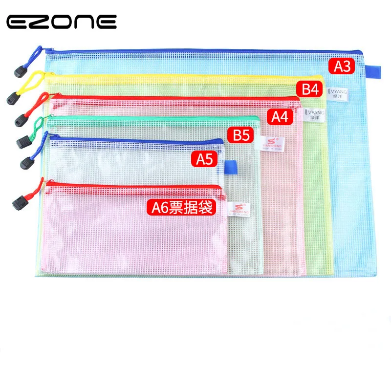 EZONE A3/B4/A4/B5/A5/A6 цветная сумка для файлов, цветная сумка для файлов, ПВХ прозрачная Водонепроницаемая папка, большая вместительность, Офисная сумка для файлов