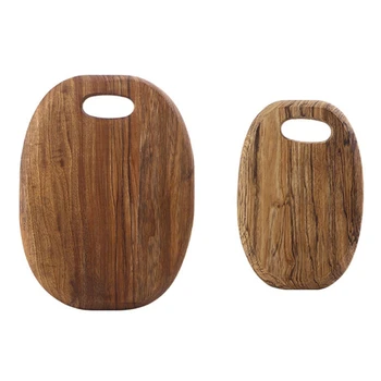 

2x Whole Wood Home Kitchen Cutting Board Solid Wood Fruit Chopping Board Bread Steak Cutting Trays-L & S