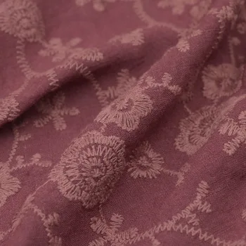 

Linen blend viscose embroidery fabric plain jacquard material