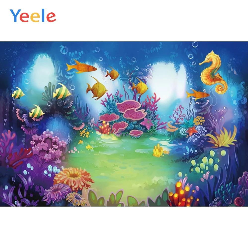 

Baby Cartoon Fish Coral Bubble Underwater Ocean Birthday Photo Backgrounds Photography Backdrops For Photo Studio Photocall